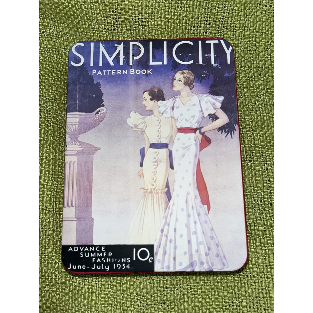 Vintage Retro SIMPLICITY Pattern Book Box Tin - Summer Fashions June July 1934